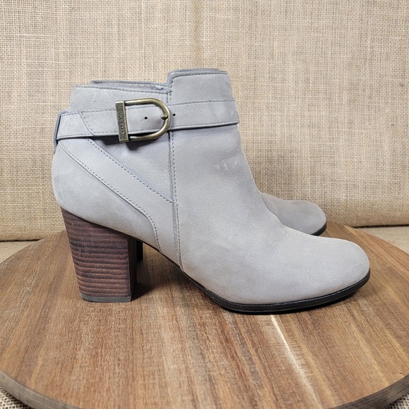 Cole Haan Shoes - Cole Haan Harrington Grand Ankle Boots Gray Leather Booties Block Heel Women's 8